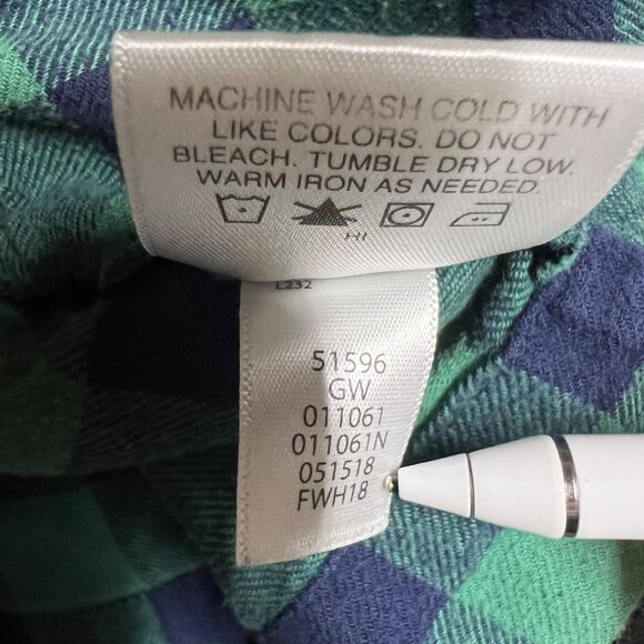 Hanna Anderson Green & Blue Plaid Flannel Pocket Dress Pleated Upper Button Up B - Picture 8 of 11